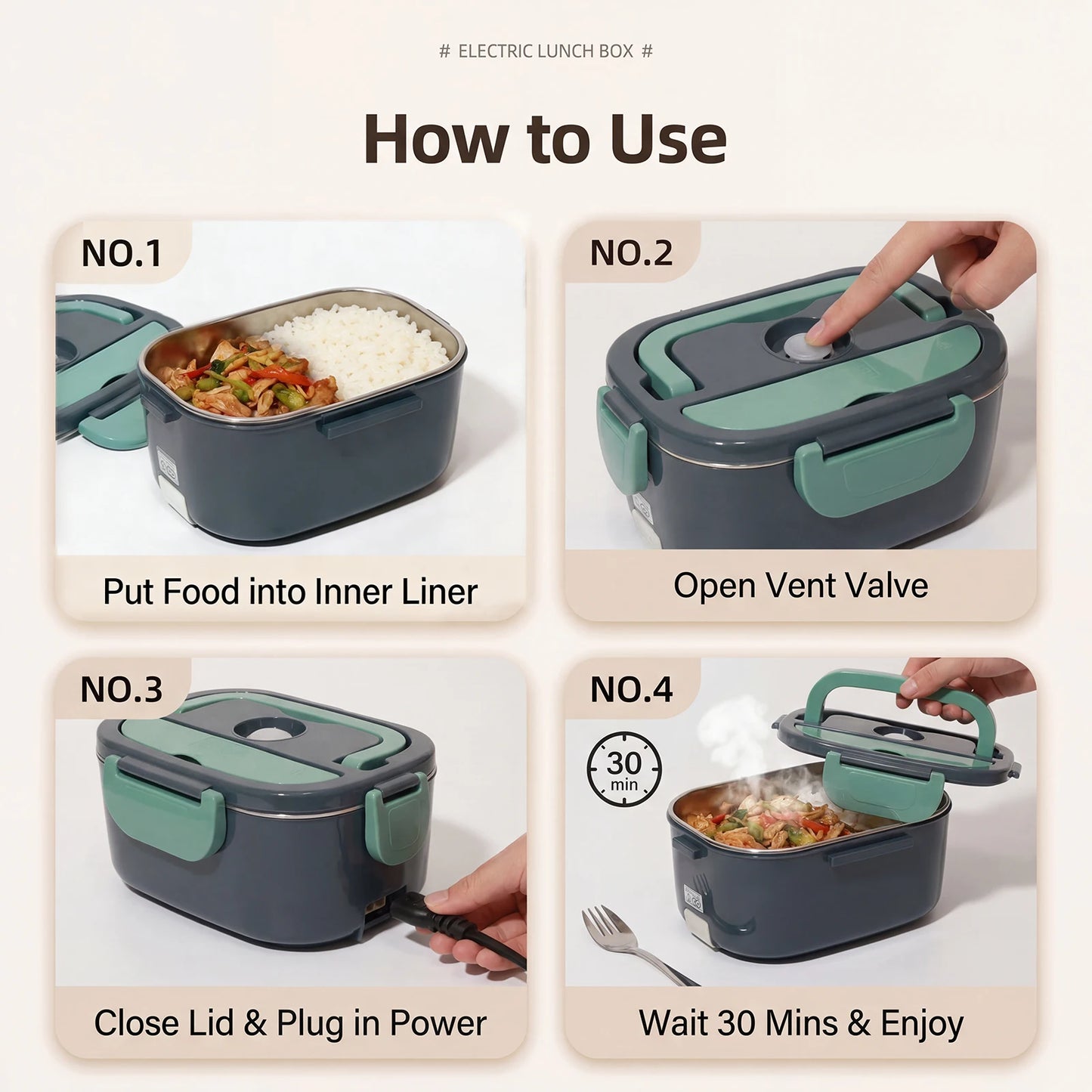 Podofo 1.5L 60W Electric Lunch Box Food Warmer Portable Food Heater Dual Power for Home,Car,Office,Commuters,Drivers,Truckers