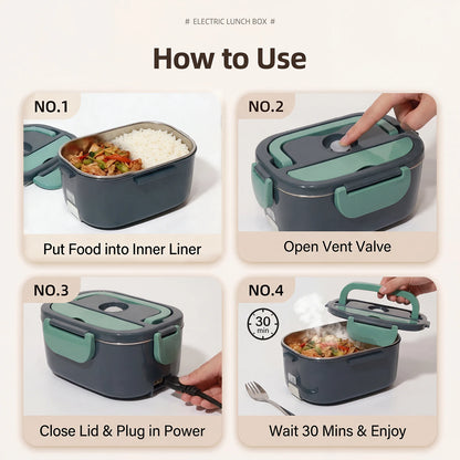 Podofo 1.5L 60W Electric Lunch Box Food Warmer Portable Food Heater Dual Power for Home,Car,Office,Commuters,Drivers,Truckers